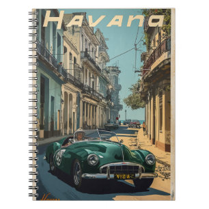 Vintages Rennwagen in Havanna Notizblock