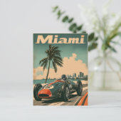 Vintages Rennwagen in Miami Postkarte (Stehend Vorderseite)