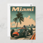 Vintages Rennwagen in Miami Postkarte (Vorne/Hinten)