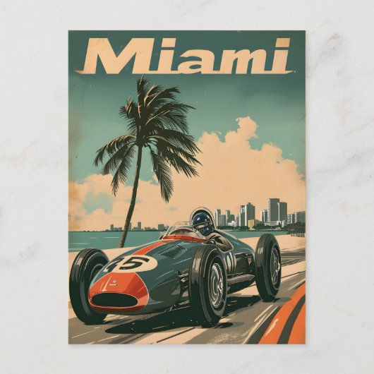 Vintages Rennwagen in Miami Postkarte (Vorderseite)