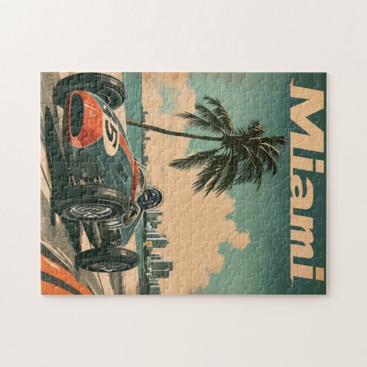 Vintages Rennwagen in Miami Puzzle (Horizontal)