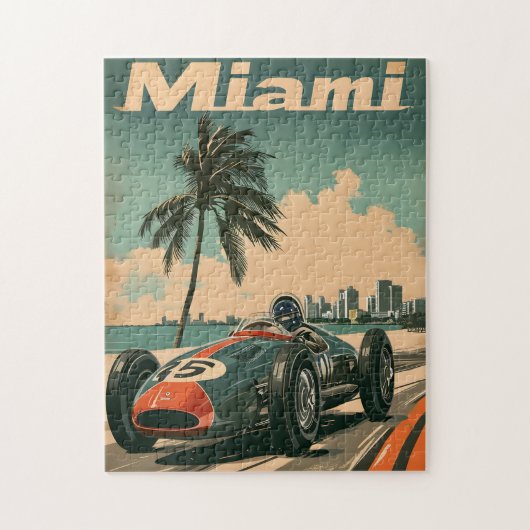 Vintages Rennwagen in Miami Puzzle (Vertikal)