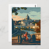 Vintages Rennwagen in Rom Postkarte (Vorne/Hinten)