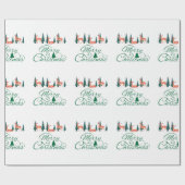 Vintages Rentier mit Weihnachtsmannmützen Geschenkpapier (Flach)