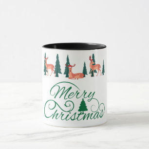 Vintages Rentier mit Weihnachtsmannmützen Kaffee Tasse