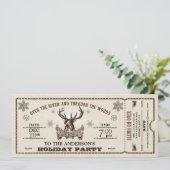 Vintages Rentierpartyticket Einladung (Stehend Vorderseite)