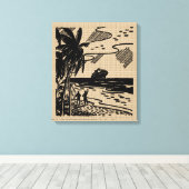 Vintages Resort Zeichnend auf Leinwand (Insitu (Holzboden))