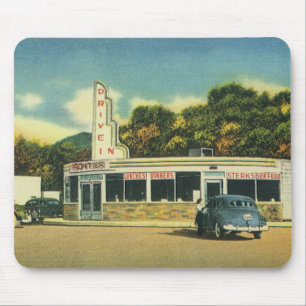 Vintages Restaurant, 50er in Diner und Autos Mousepad
