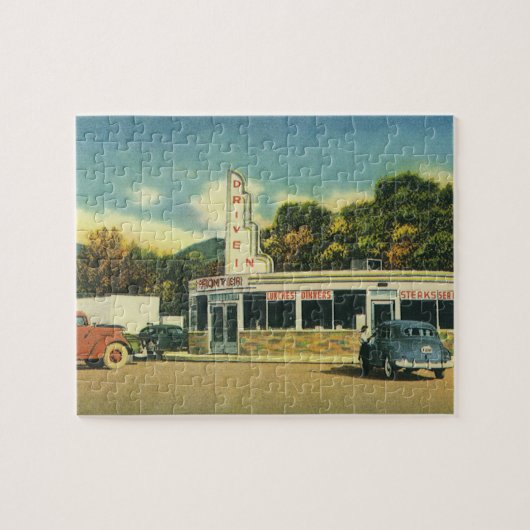 Vintages Restaurant, 50er in Diner und Autos Puzzle (Horizontal)