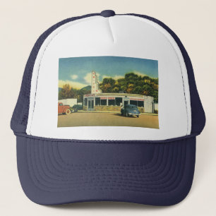 Vintages Restaurant, 50er in Diner und Autos Truckerkappe
