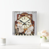 Vintages Restaurant Quadratische Wanduhr (Zuhause)