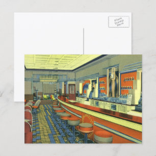 Vintages Restaurant, Retro Roadside Diner Räume Postkarte