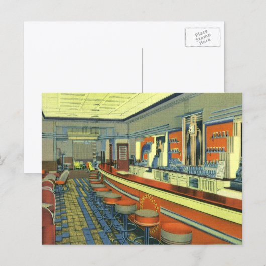 Vintages Restaurant, Retro Roadside Diner Räume Postkarte (Vorne/Hinten)