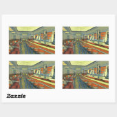 Vintages Restaurant, Retro Roadside Diner Räume Rechteckiger Aufkleber (Blatt)