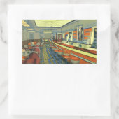 Vintages Restaurant, Retro Roadside Diner Räume Rechteckiger Aufkleber (Tasche)