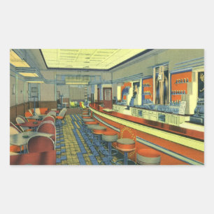 Vintages Restaurant, Retro Roadside Diner Räume Rechteckiger Aufkleber