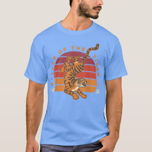 Vintages Retro 2022 Jahr des neuen Tiger-Chinesen T-Shirt