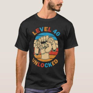 Vintages Retro 40. Geburtstag Game Level40 Unlock T-Shirt