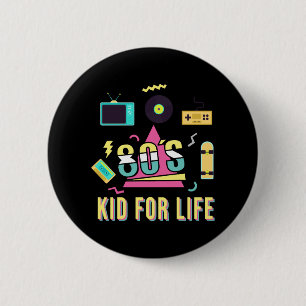 Vintages Retro 80er-Kid für Leben Coole achtziger Button
