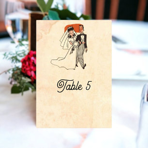 Vintages Retro altes Comic Buch rustikale Hochzeit Tischnummer