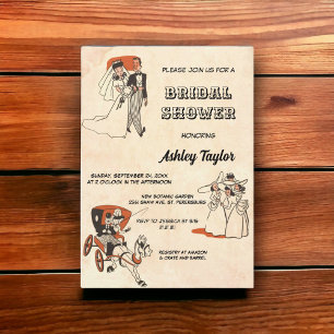 Vintages Retro-altes Comic-Thema chic Brautparty Einladung