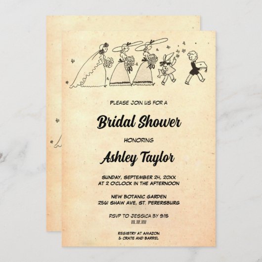 Vintages Retro Altes Mittelalter Modernes Brautpar Einladung (Vorne/Hinten)