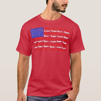 Vintages Retro-amerikanisches Flag-Flugzeug am 4. T-Shirt