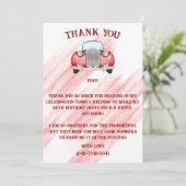 Vintages Retro-Auto mit roter Klassik Dankeskarte (Stehend Vorderseite)