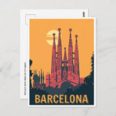 Vintages Retro Barcelona Spanien Reisen Kunst, Dic Postkarte (Vorne/Hinten)