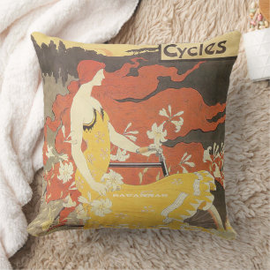 Vintages Retro Bicycle Vintag Girl Throw Kissen