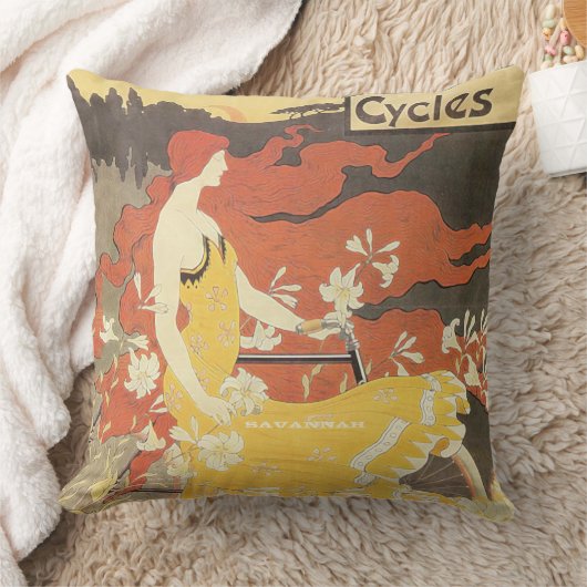 Vintages Retro Bicycle Vintag Girl Throw Kissen (Decke)