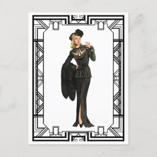 Vintages Retro Black Cutout Dress Poster aus den 4 Postkarte