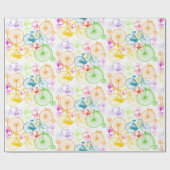 Vintages Retro Blau Rot Gelb-Gelb-Fahrrad Geschenkpapier (Flach)