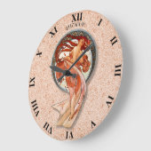 Vintages Retro Blumenkunst Nouveau Tanzen-Mädchen Große Wanduhr (Winkel)