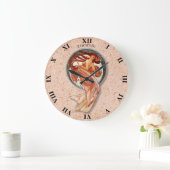 Vintages Retro Blumenkunst Nouveau Tanzen-Mädchen Große Wanduhr (Zuhause)