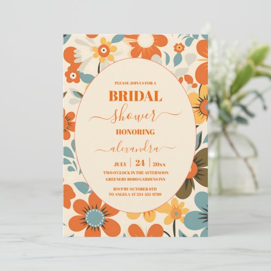 Vintages Retro-Brautparty Einladung (Stehend Vorderseite)