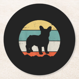Vintages Retro Bulldog Geschenk für Hunde Vater Ma Runder Pappuntersetzer