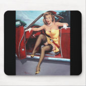 Vintages Retro Button Up Girl Mousepad (Vorne)