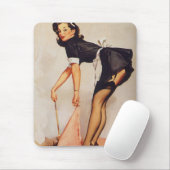 Vintages Retro Button Up Girl Mousepad (Mit Mouse)