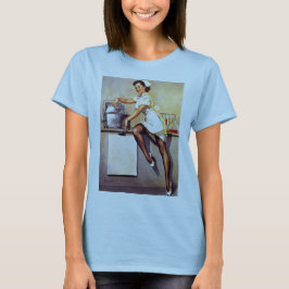 Vintages Retro-Button-Up-Girl T-Shirt