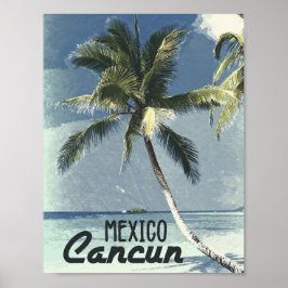 Vintages Retro Cancun Mexico Reisen Ocean Beach Ar Poster