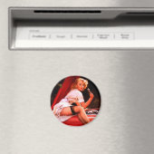 Vintages Retro Car Mechanisches Pinup Girl Magnet (In Situ (Geschirrspüler))