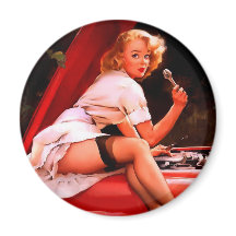 Vintages Retro Car Mechanisches Pinup Girl