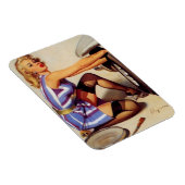 Vintages Retro Car Mechanisches Pinup Girl Magnet (Rechte Seite)
