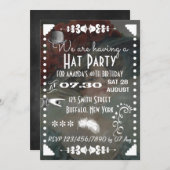 Vintages Retro-Chalkboard-Hut-Party Einladung (Vorne/Hinten)