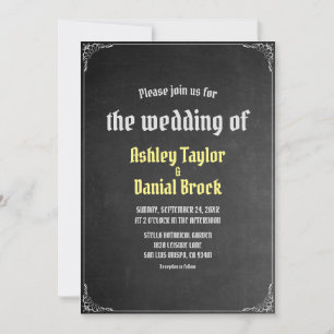 Vintages Retro-Chalkboard-Skript Geblüht Hochzeit Einladung