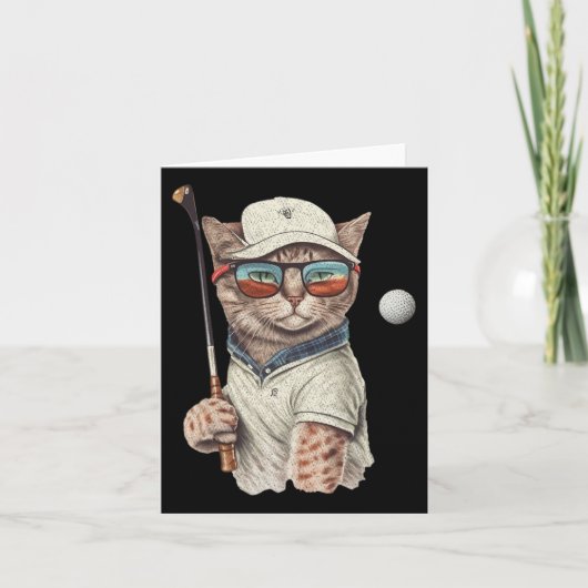 Vintages Retro Chat Playing Golf Karte (Vorderseite)