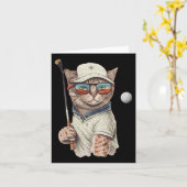 Vintages Retro Chat Playing Golf Karte (Gelbe Blume)