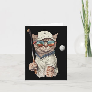 Vintages Retro Chat Playing Golf Karte