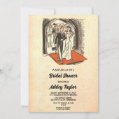 Vintages Retro-Chic Romantisches Couple-Brautparty Einladung (Vorderseite)